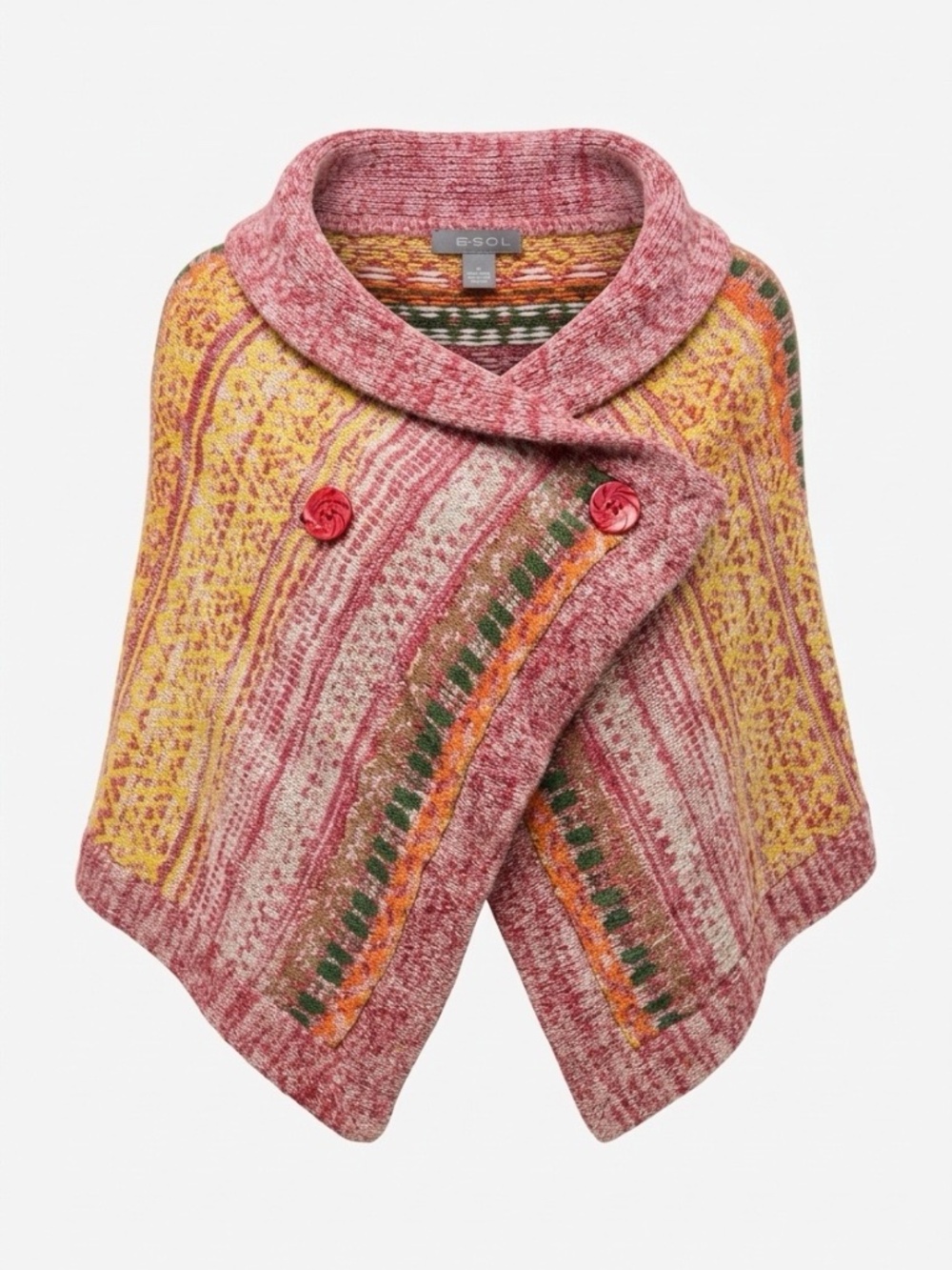 Sol 100% Peruvian Baby Alpaca Wool Colorful Aisle Shawl Cardigan Sweater